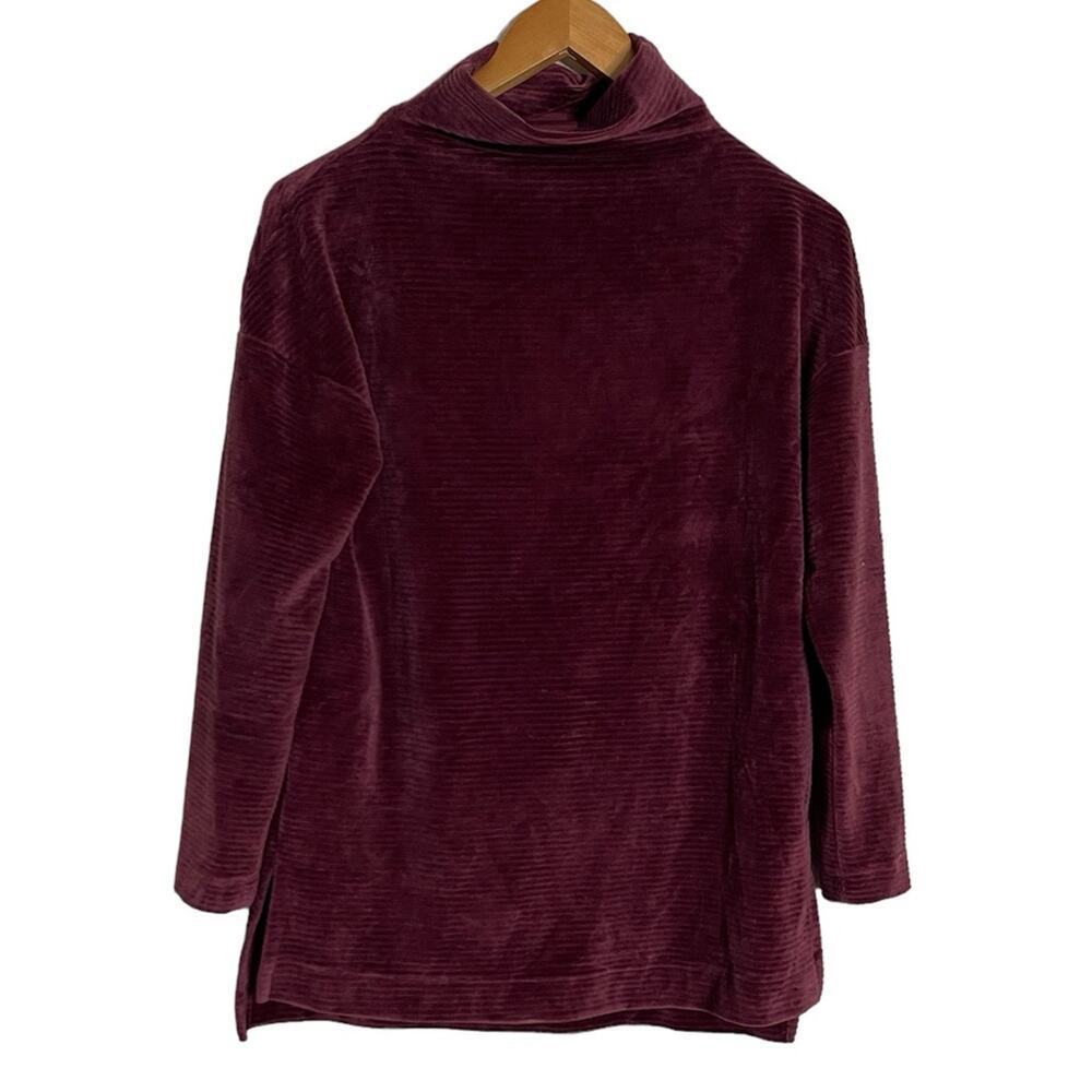 A New Day Ribbed Velour Soft Tunic Turtleneck Top Burgundy Size S